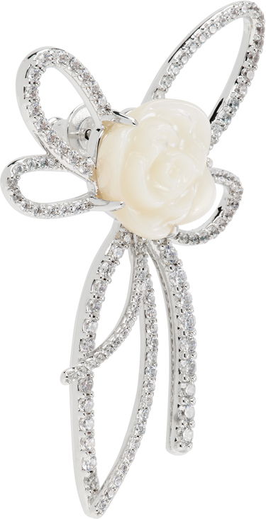Spona SHUSHU/TONG YVMIN Edition Pearl and Diamond Bow Rose Single Earring Biela | 22314SLV00DR, 1
