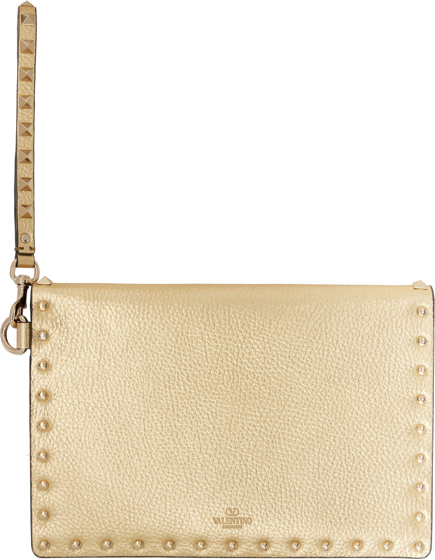 Kabelka Valentino Valentino Garavani Rockstud Laminated Grainy Calfskin Pouch Metalická | 6W2P0P87GGE, 1