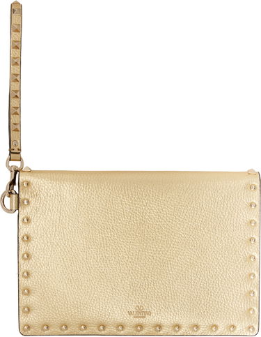 Kabelka Valentino Valentino Garavani Rockstud Laminated Grainy Calfskin Pouch Metalická | 6W2P0P87GGE, 1