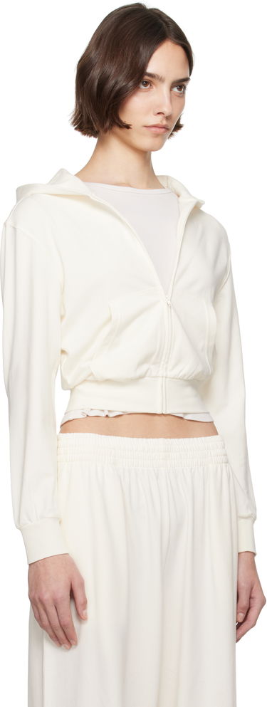Mikina SKIMS SKIMS Cotton Jersey Zip-Up Hoodie Biela | ZU-ZUP-8235W, 1