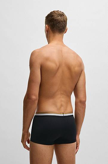 Boxerky BOSS Three-pack Cotton-Blend Trunks with Signature Stripe Čierna | 50516542, 1