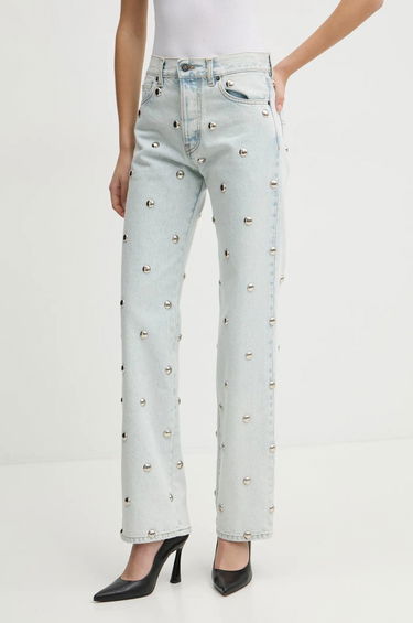 Džínsy Fiorucci Fiorucci High-Waisted Studded Wide-Leg Jeans Modrá | U01FMDJE075DN06DN08, 2
