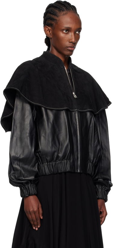 Bomber bunda JW Anderson JW Anderson Oversized Collar Leather Bomber Jacket Čierna | LJ0057-LT0122, 1