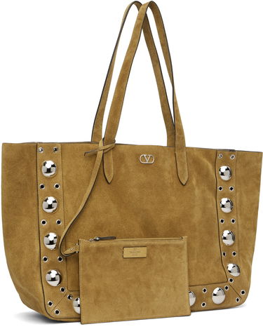 Tote bag Valentino Valentino Garavani Large Suede Shopping Tote Žltá | 7Y2B0R78JET, 1