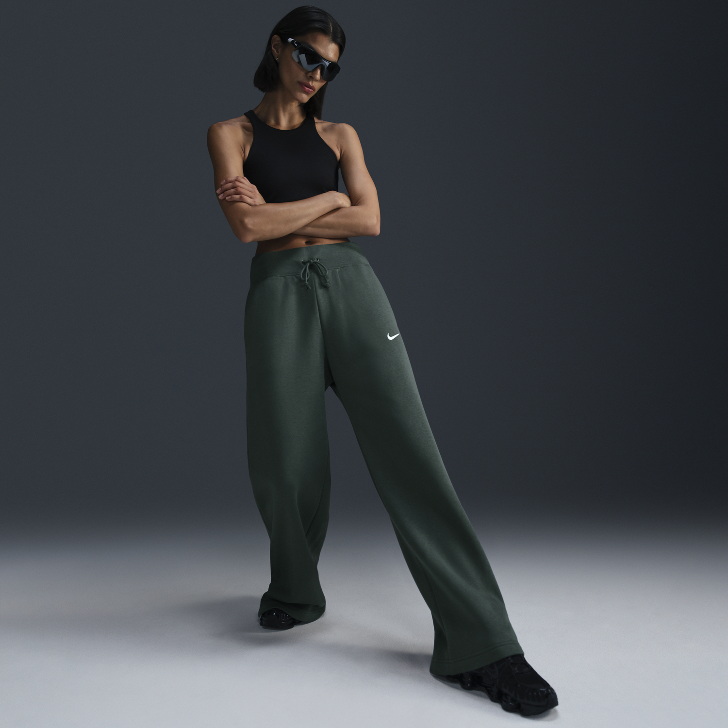 Súprava Nike Sportswear Phoenix Fleece High-Waisted Wide-Leg Pants Zelené | DQ5615-338, 1