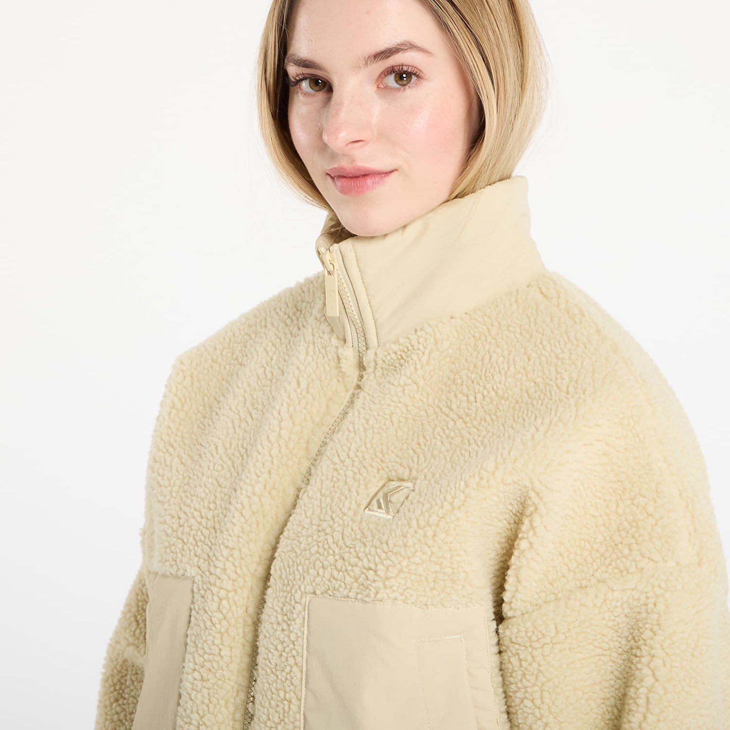 Bomber bunda Karl Kani OG Crop Teddy Bomber Jacket Béžová | PD00008853, 1