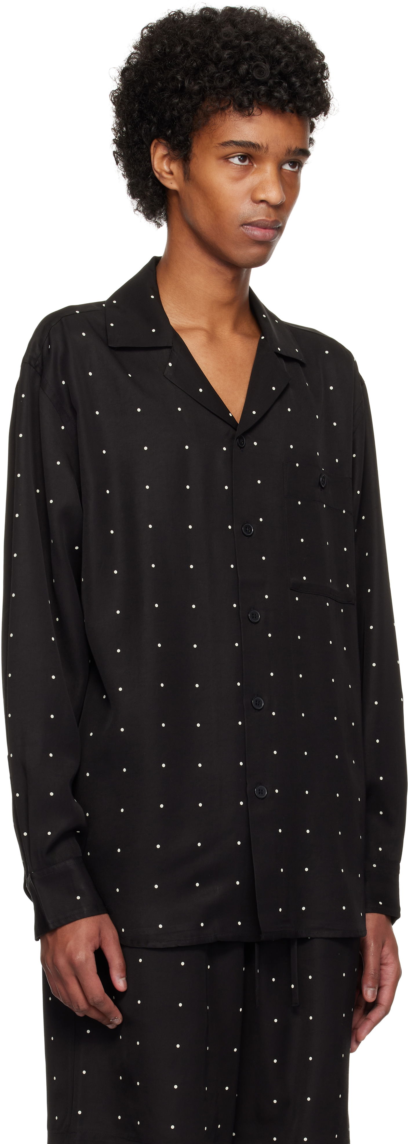 Košeľa Róhe Dotted Loose Camp Collar Shirt Čierna | 314-19-075, 1