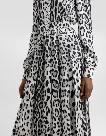 Šaty Dolce & Gabbana Satin Calf-Length Shirt Dress With Leopard Print Rôznofarebný | F6JQUTFS1GTHI13N, 3