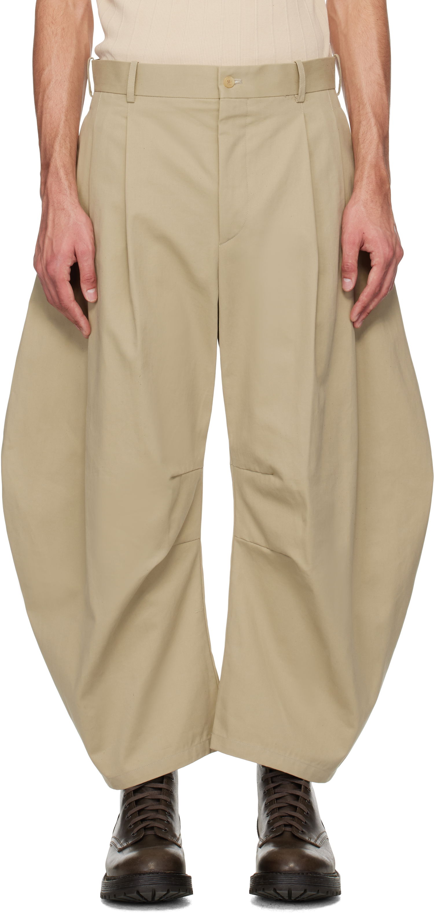 Nohavice HED MAYNER Hed Mayner Curved Trousers Béžová | HMMA30020A-HA155, 0