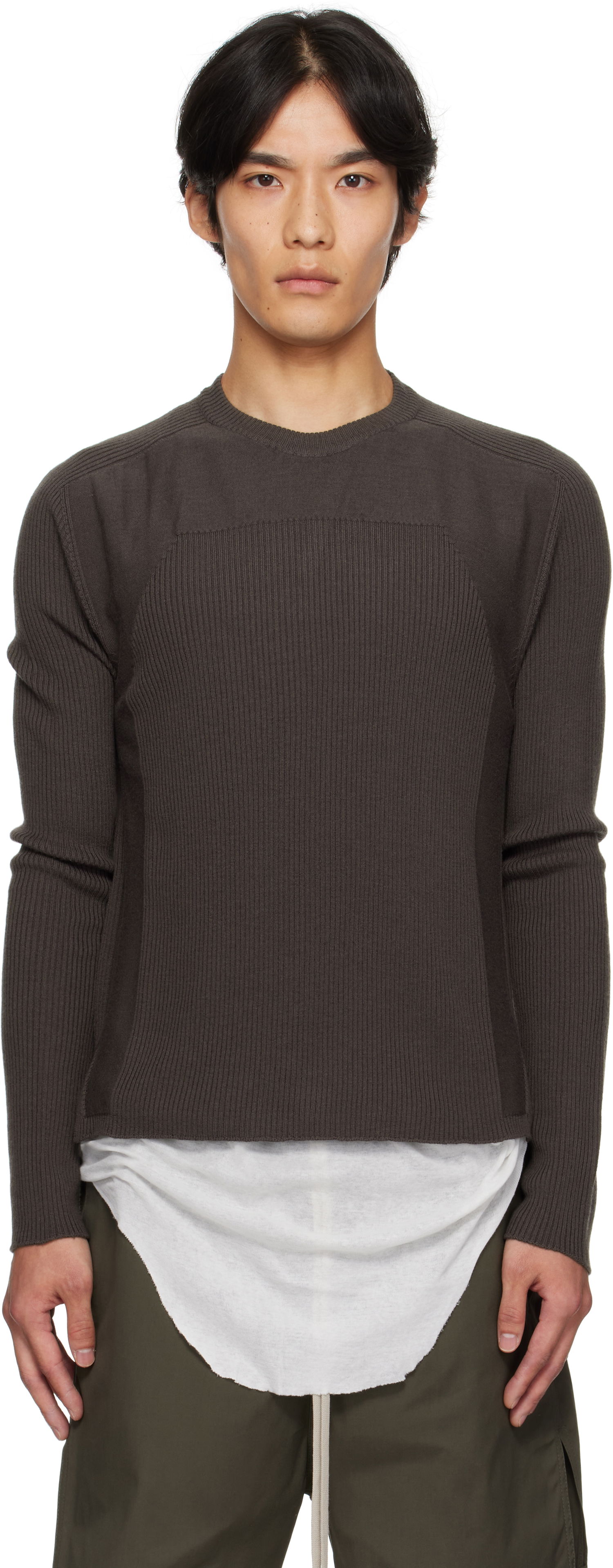 Sveter Rick Owens Rick Owens Concordians Ribbed Geo Sweater Hnedá | RU02E1639 RIBM, 0