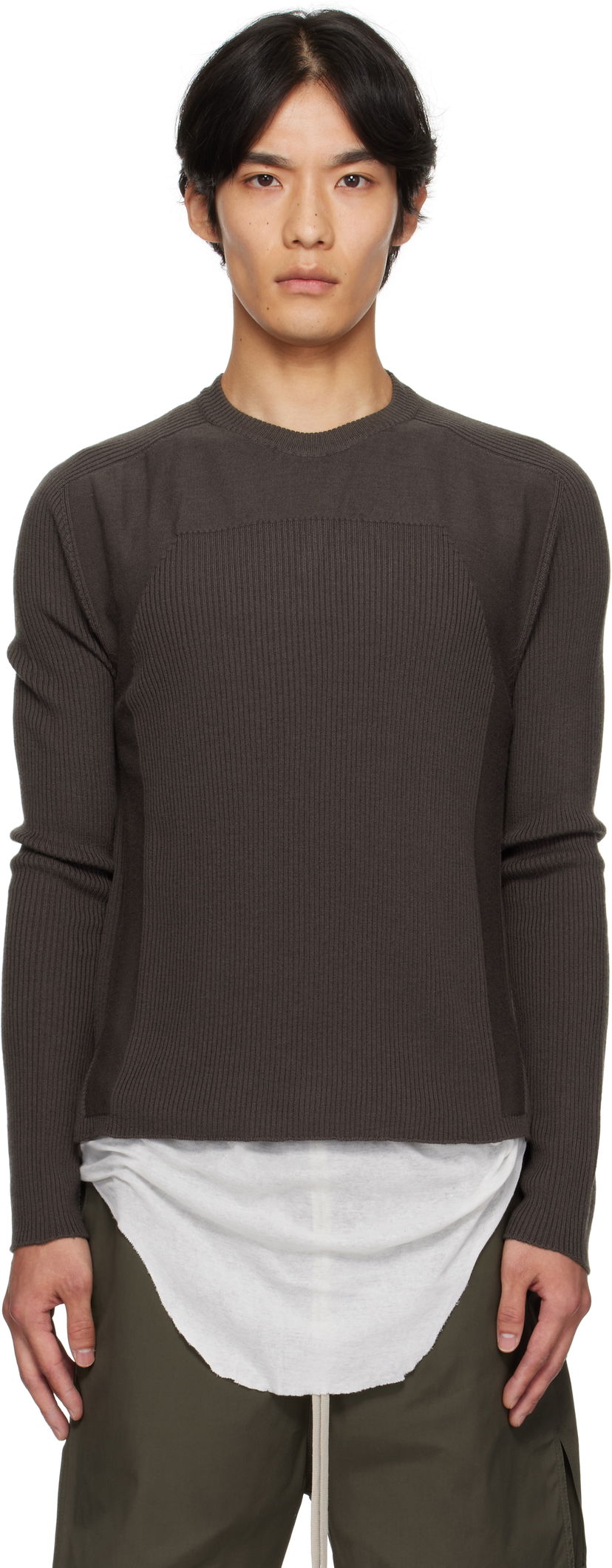Sveter Rick Owens Rick Owens Concordians Ribbed Geo Sweater Hnedá | RU02E1639 RIBM