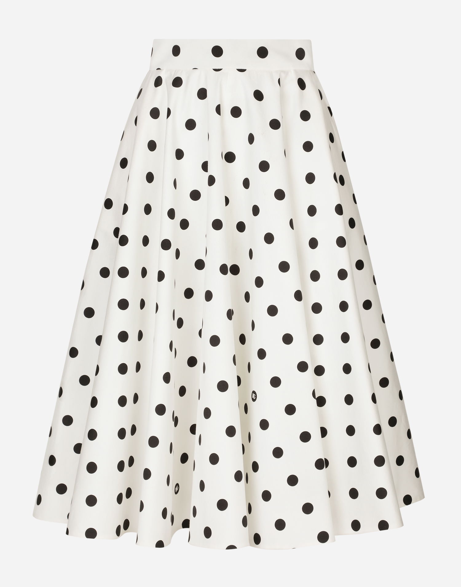 Sukňa Dolce & Gabbana Cotton Drill Calf-Length Circle Skirt With Polka Dot Print Biela | F4CVMTFSFNMHWZRN, 0
