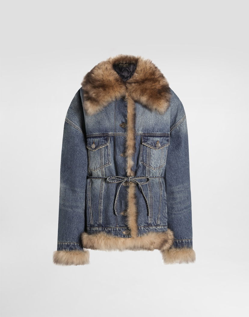 Bunda Dolce & Gabbana Denim Jacket With Fur Rôznofarebný | F9T08ZG8OC9S9001
