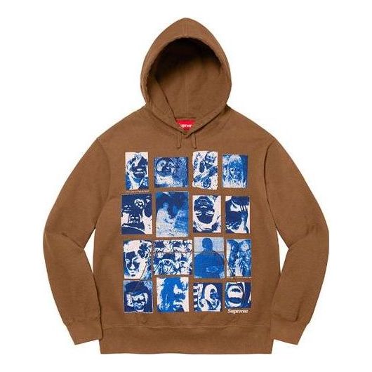 Mikina Supreme Collage Grid Print Hoodie Hnedá | SUP-FW21-232