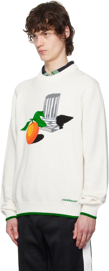 Sveter Casablanca Casablanca Intarsia Knit Sweater Biela | MPS25-KW-859-01, 3