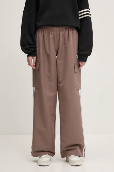Tepláky adidas Originals adidas Originals Adicolor 3-Stripe Cargo Pants High Waist Hnedá | JC8138, 0