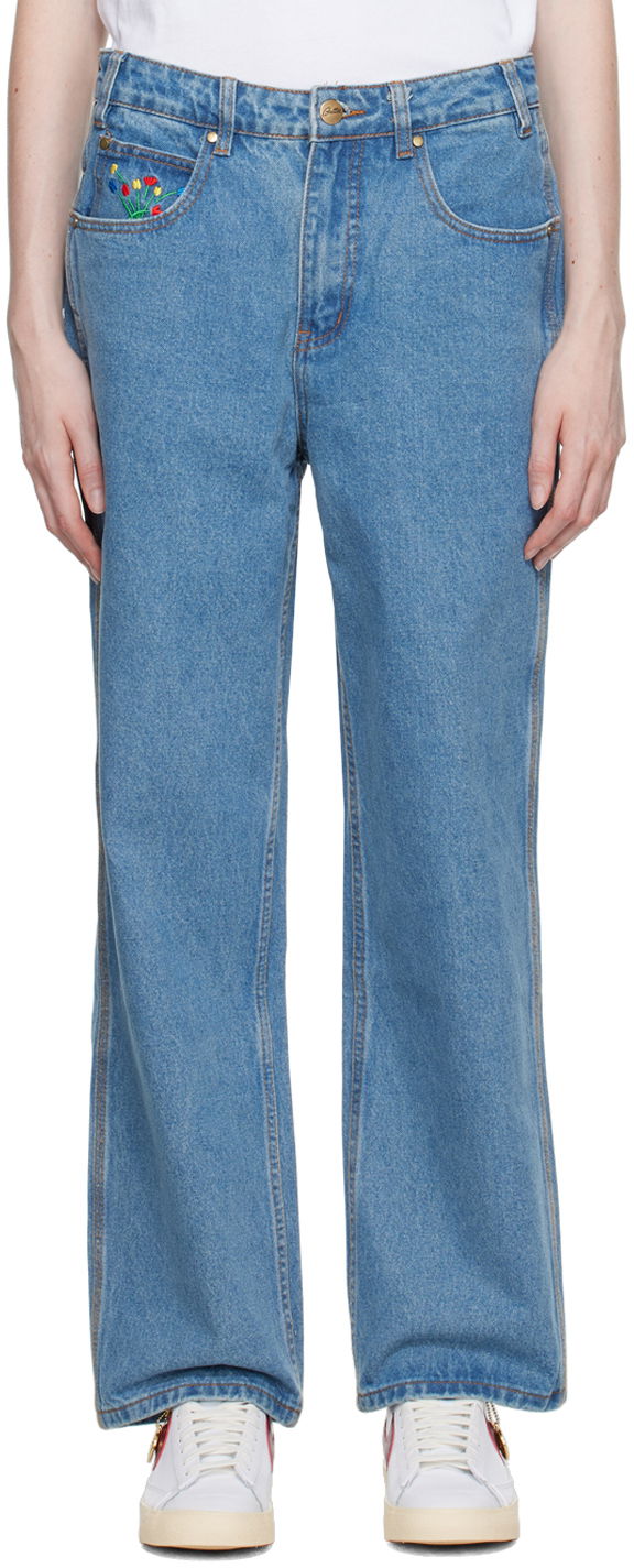 Embroidered Logo Straight-Leg Jeans