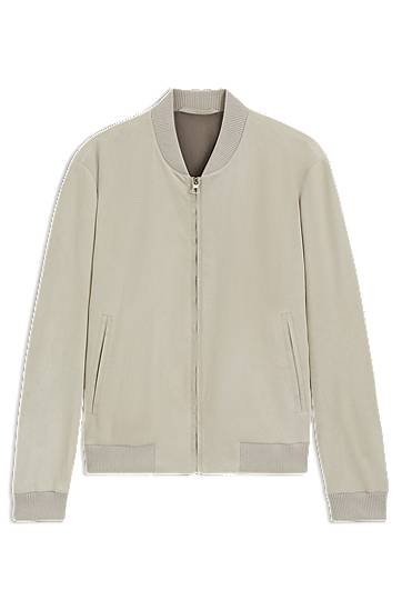 Bomber bunda BOSS BECKHAM x BOSS Suede Bomber Jacket Béžová | 50549074
