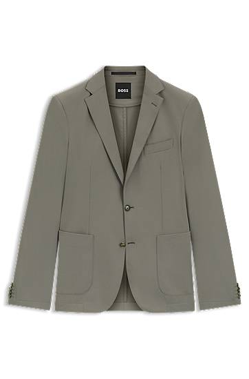 Bunda BOSS Dressletic slim-fit performance-stretch jersey blazer with notch lapels and two-button closure Šedá | 50546071