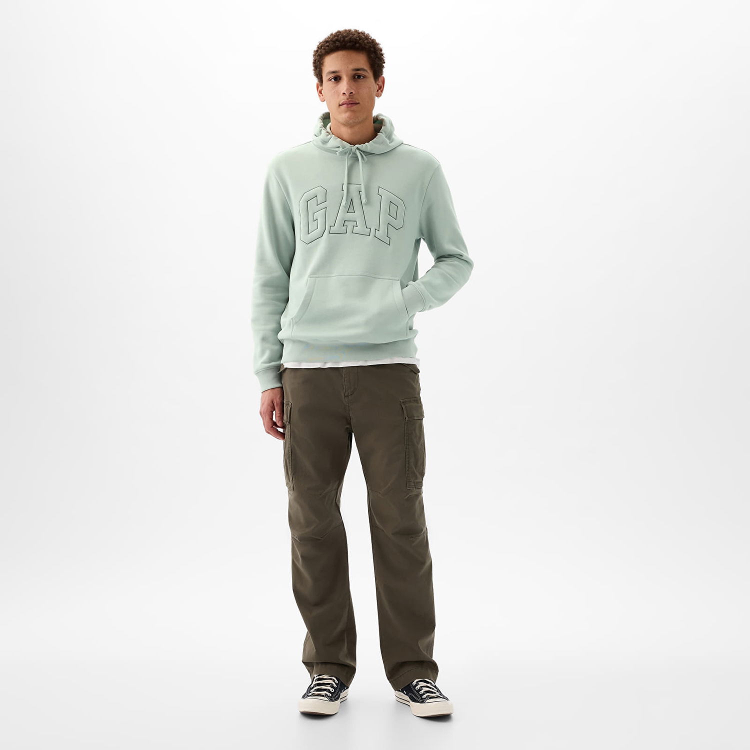 Mikina GAP Pullover Puff Logo Hoodie Frothy Aqua Modrá | 890126-02, 1