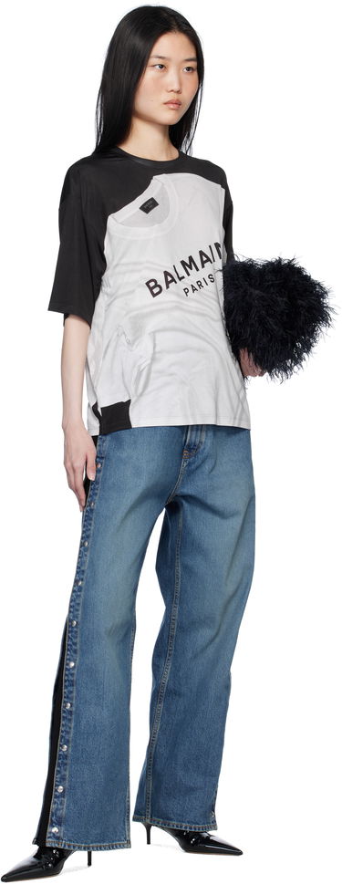 Tričko Balmain Loose Fit Optical Illusion Print T-Shirt Čierna | EF1EG110GE37, 3
