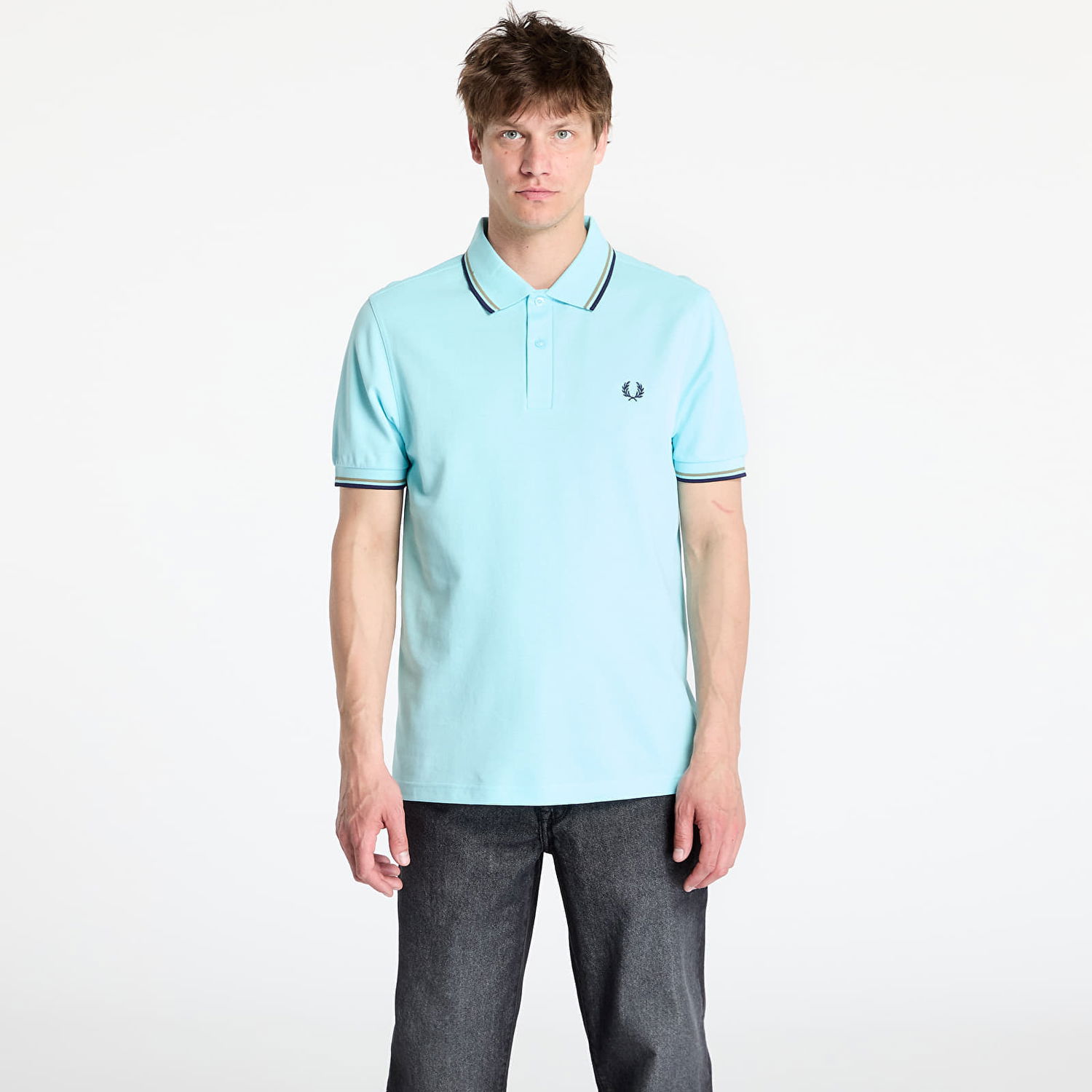 Polo tričko Fred Perry Fred Perry Men's Twin Tipped Polo Shirt Tyrkysová | M3600 Y57, 0