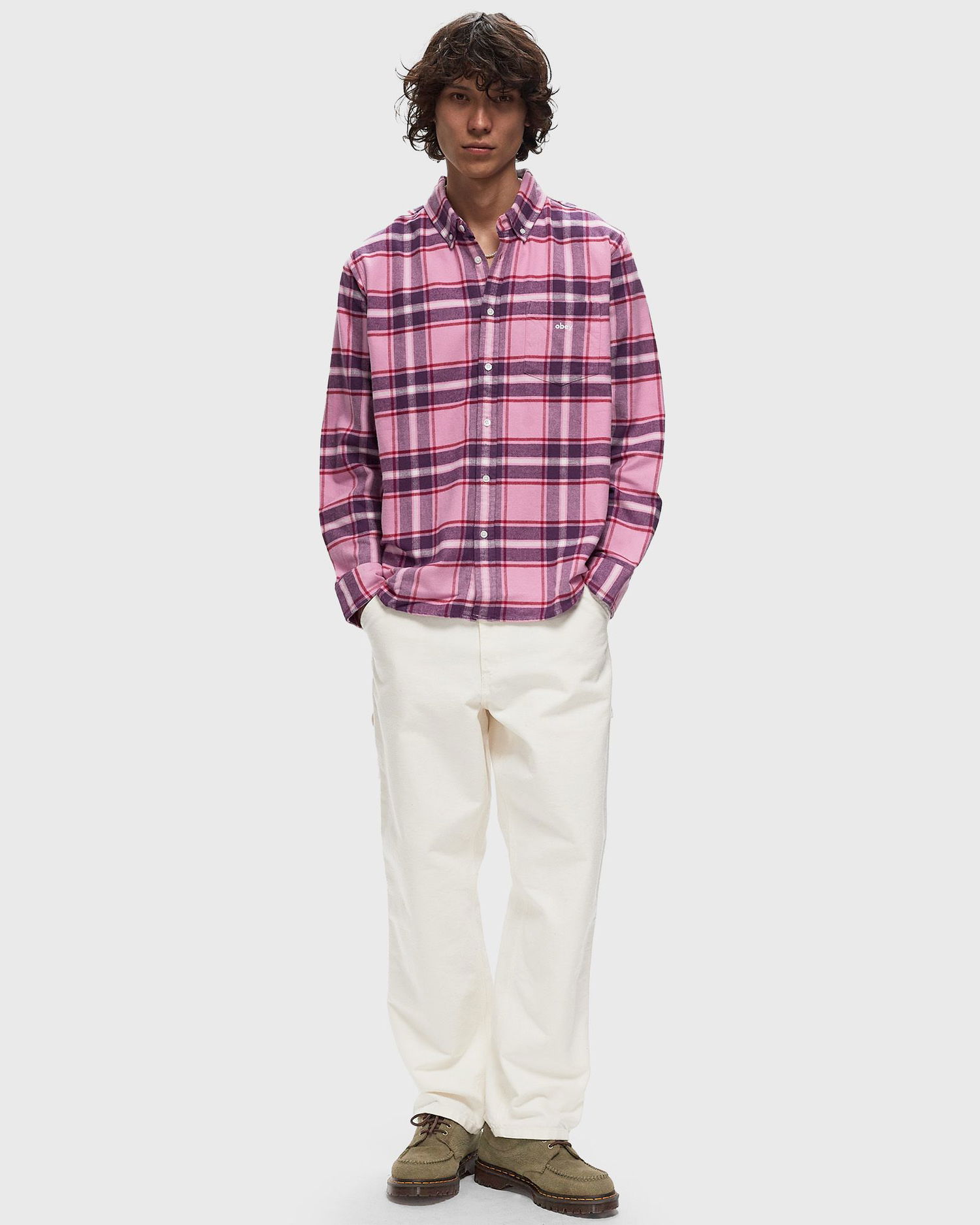 Košeľa OBEY Woven Long Sleeve Shirt Ružová | 181200393-MLM, 1