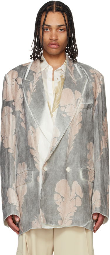 Bunda Dries Van Noten Dries Van Noten Hand Printed Blazer Šedá | 251-020410-1537, 0