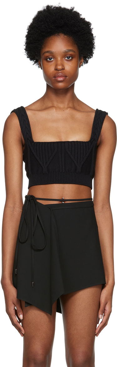Sveter The Attico Attico Miles Knit Cropped Camisole Čierna | 228WCT152 KC056, 0