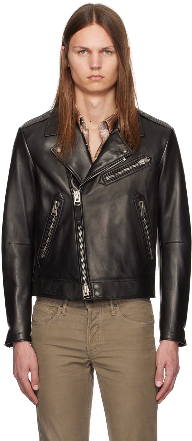 Bunda Tom Ford Asymmetric Leather Jacket Čierna | LXR004-LMN014S24, 0