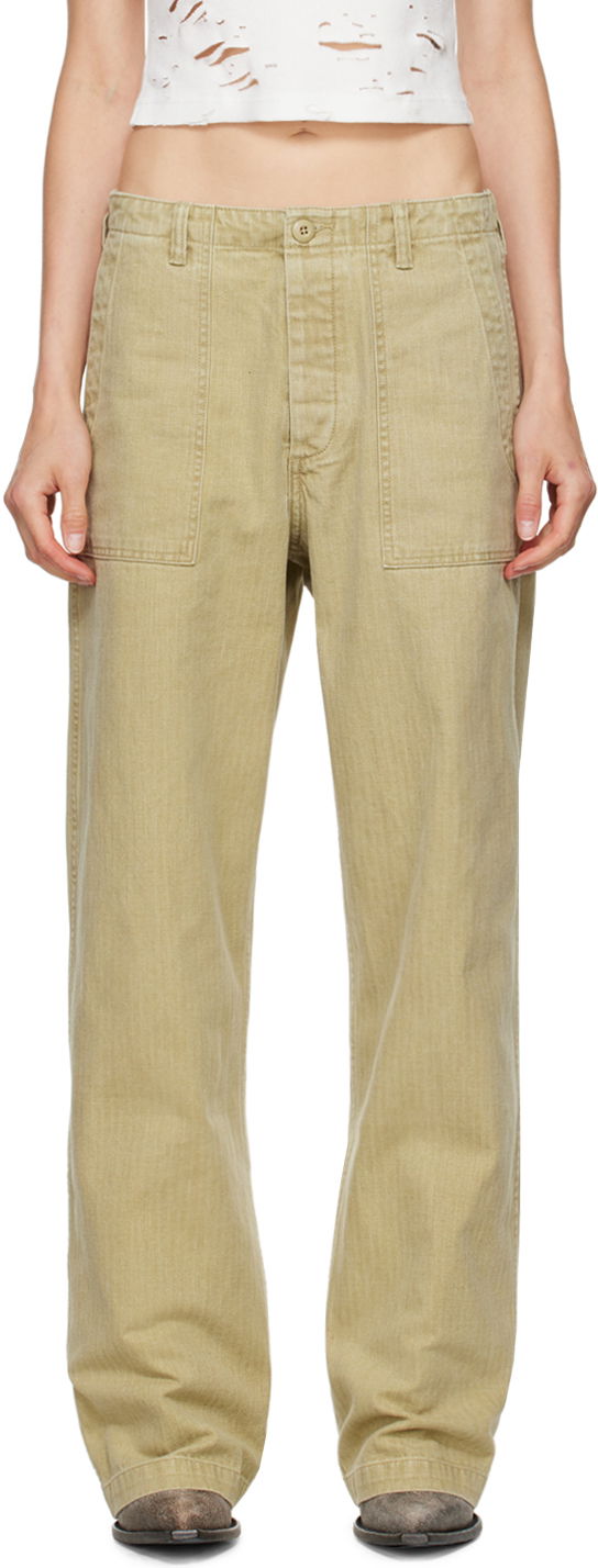 Nohavice R13 R13 Wide Leg Trousers Béžová | R13WR077-R381B, 0