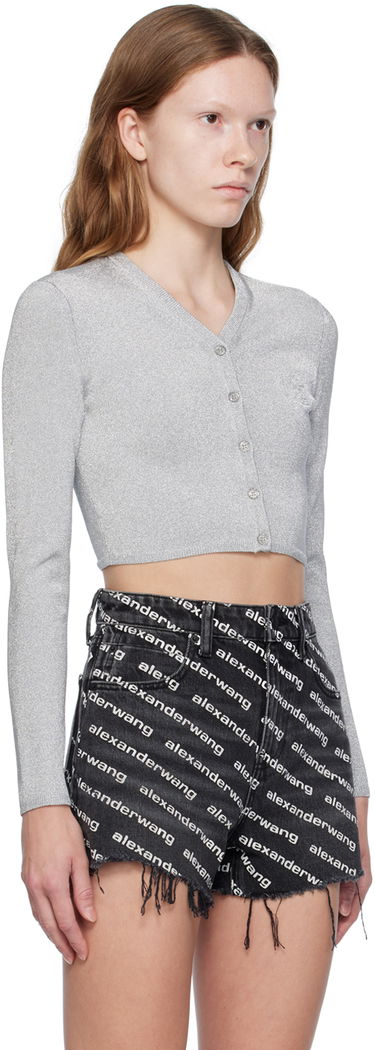 Sveter Alexander Wang Embossed Cardigan Šedá | 4KC3233019, 1