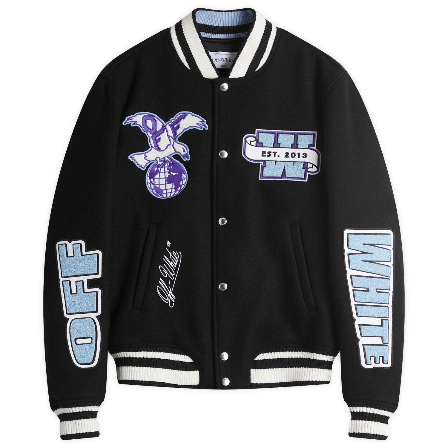 Bomber bunda Off-White Off-White Eagle Wool Varsity Jacket, Size Small Čierna | OMEH053S25FAB0011049, 1