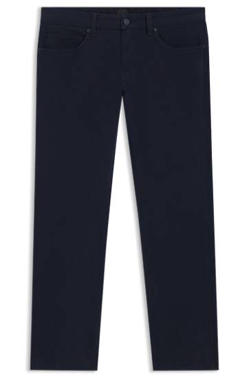 Nohavice BOSS Delaware Slim-Fit Stretch-Cotton Twill Trousers Navy | 50543883, 0