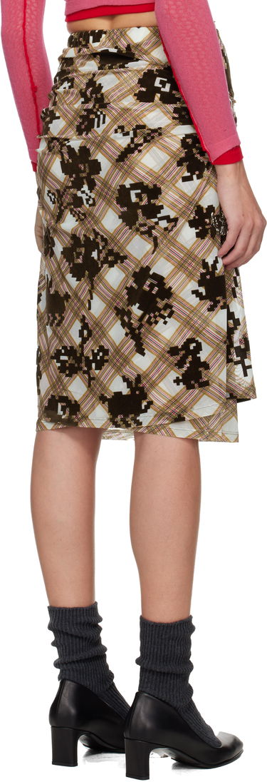 Sukňa Chopova Lowena Sonicscape Pixelated Plaid Ruched Mesh Knee Midi Skirt Rôznofarebný | 3278, 2