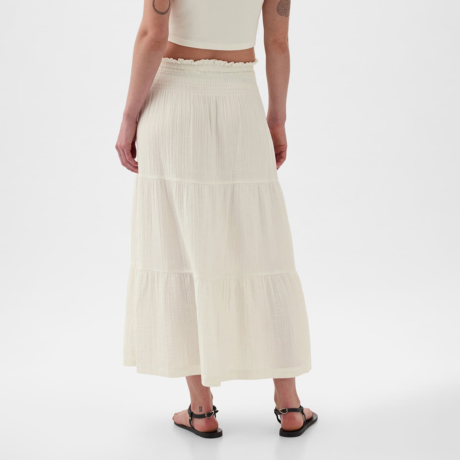 Skirt Pull On Gauze Maxi Skirt New Off White