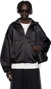 ESSENTIALS Bonded Satin Zip-Up Bomber Jacket