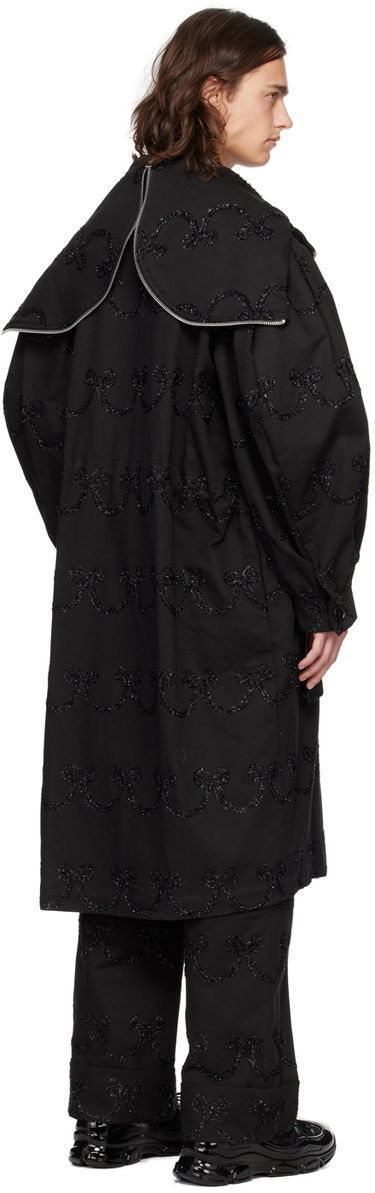 Kabáty Simone Rocha Simone Rocha Embroidered Denim Coat Čierna | 2048 1062, 2