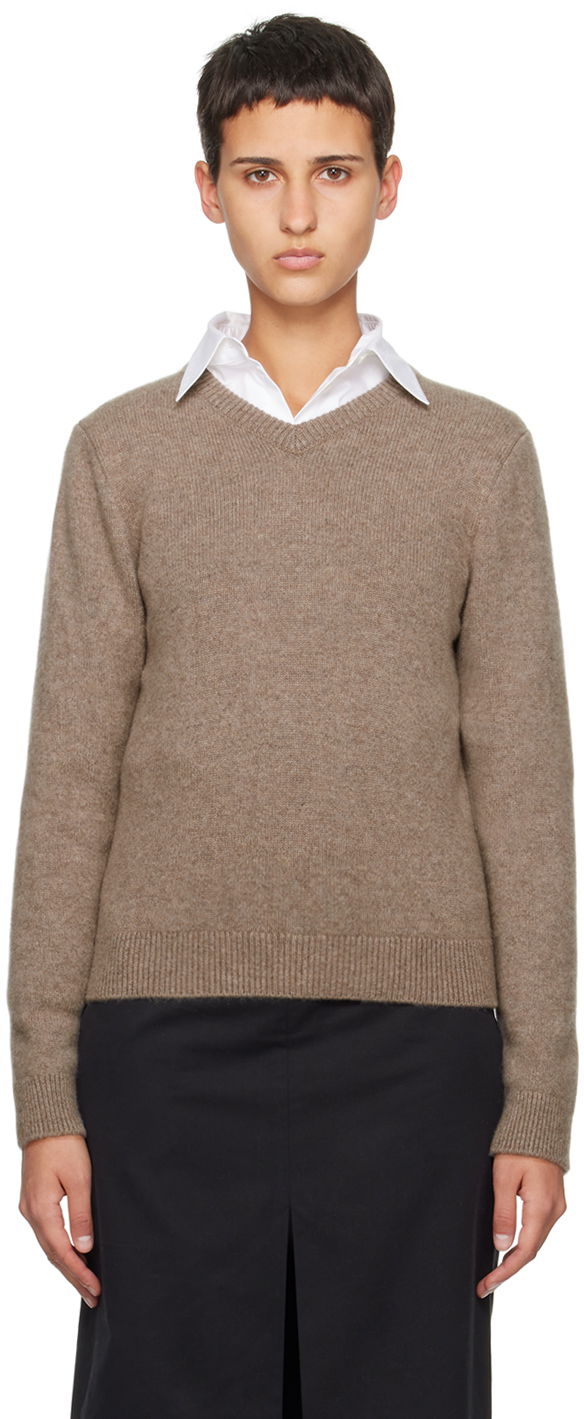 Sveter The Row Enrica Cashmere V-Neck Sweater Hnedá | 7633-Y556, 0