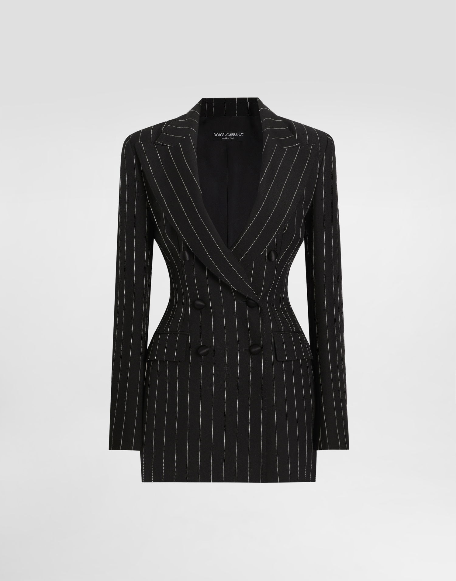 Bunda Dolce & Gabbana Dolce & Gabbana Double-breasted Pinstripe Wool Blazer Čierna | F29M2TFR22MS8051, 0