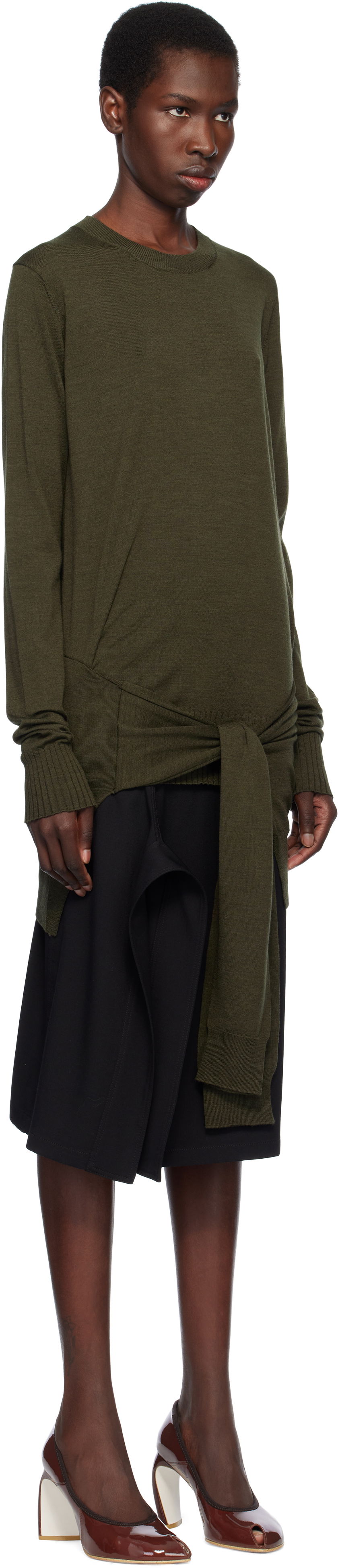 Sveter Stella McCartney Stella McCartney Mixed Wool Tie-Waist Sweater Zelené | 6K10463S2581, 1