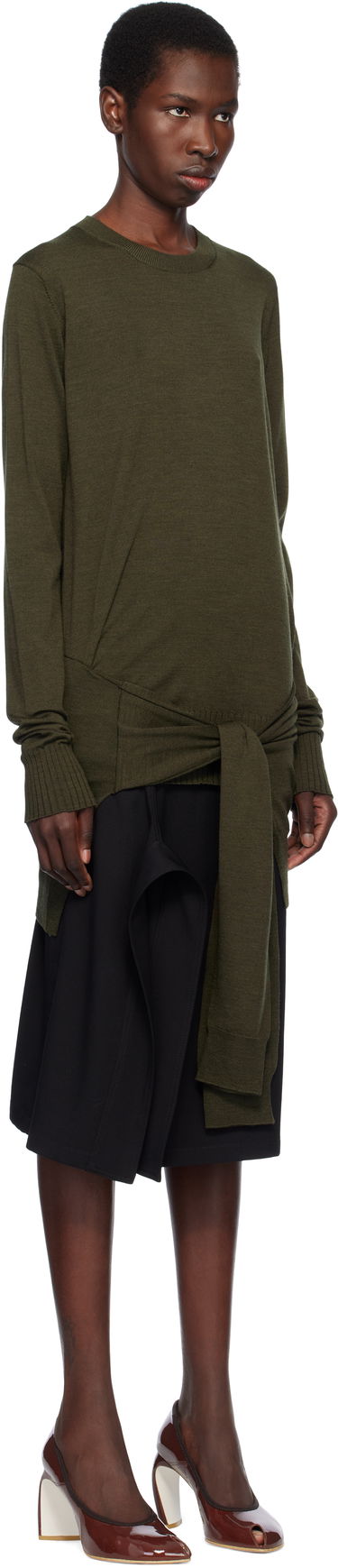 Sveter Stella McCartney Stella McCartney Mixed Wool Tie-Waist Sweater Zelené | 6K10463S2581, 1