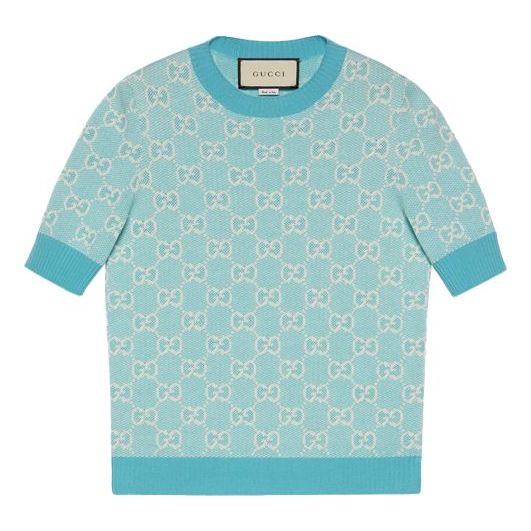 Sveter Gucci GG Cotton Wool Piquet Top Modrá | 629456-XKBHQ-4692, 0