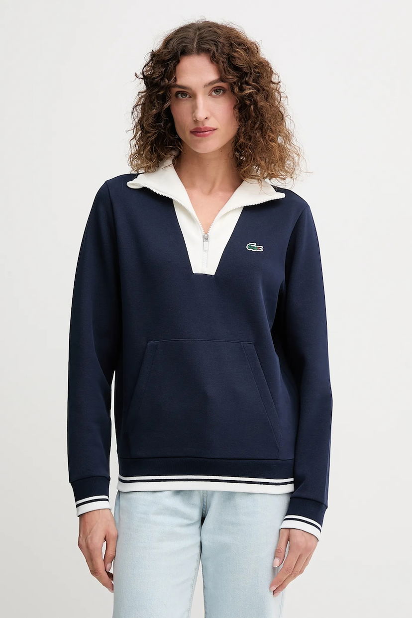 Mikina Lacoste Lacoste Quarter-Zip Sweatshirt Navy | SF8634