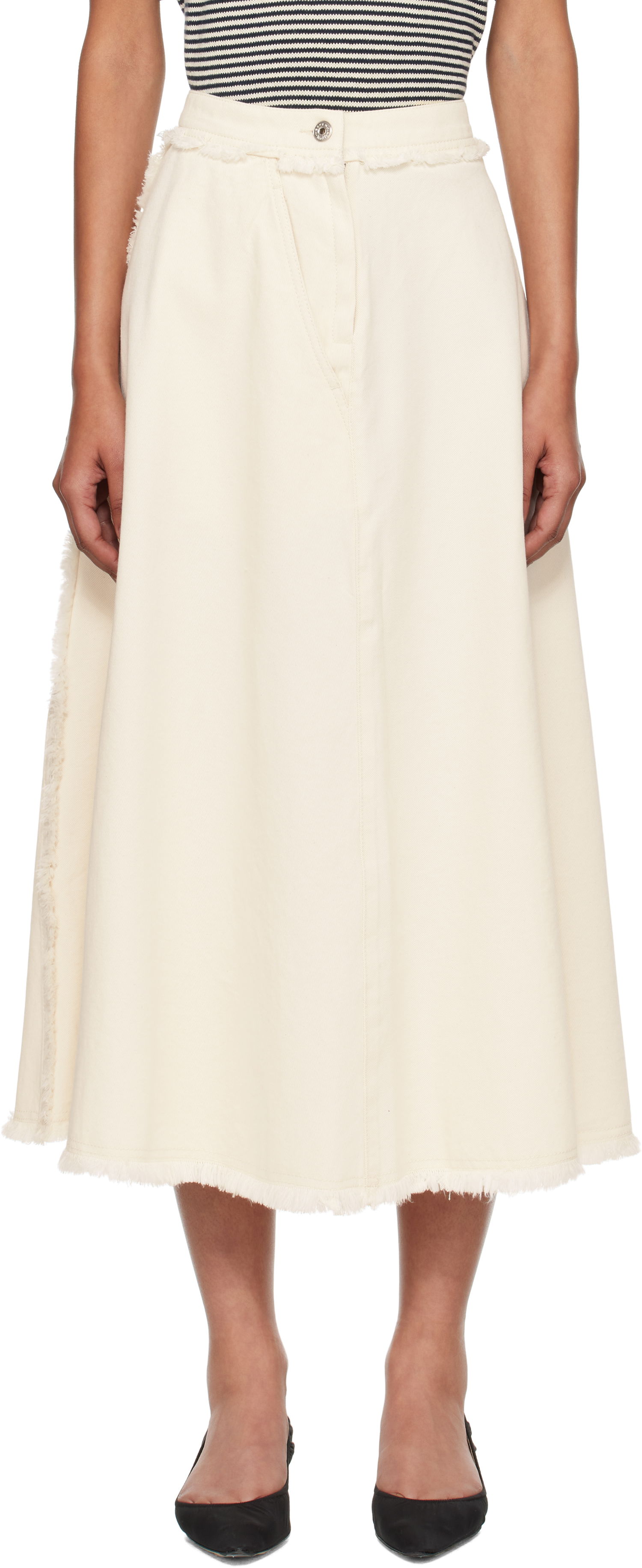 Sukňa Max Mara Alvaro Frayed-Edge Midi Skirt Béžová | 2525106051600, 0
