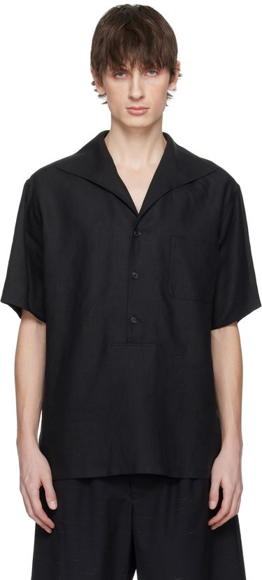 Košeľa Dolce & Gabbana Dolce&Gabbana Three-Button Short-Sleeved Linen Shirt Čierna | G5NE3TFU4JB, 0