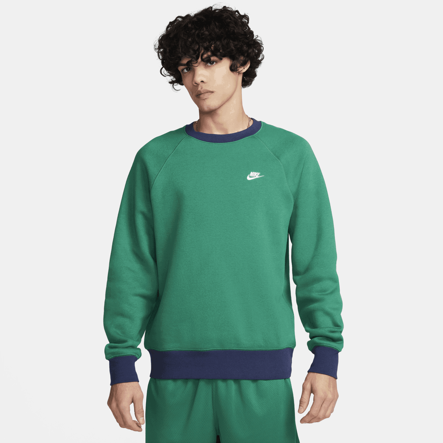 Sveter Nike Club Fleece Crewneck Sweatshirt Zelené | FV5378-365, 0