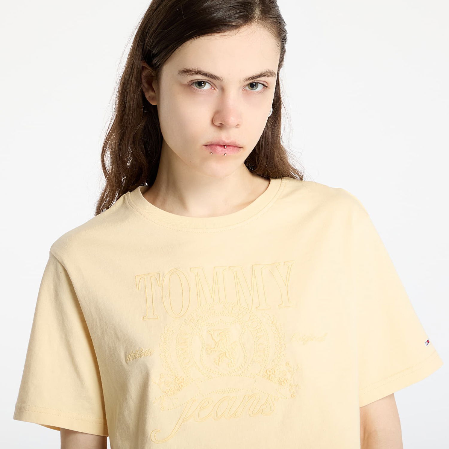 Crop Top Tommy Hilfiger Tommy Jeans Relaxed Tonal Crew T-Shirt Žltá | DW0DW20326 ZGA, 1