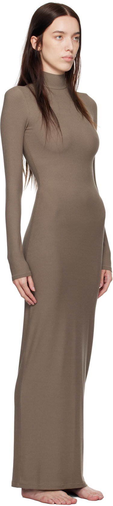 Šaty SKIMS Soft Lounge Turtleneck Maxi Dress Čierna | DS-DRS-6331W, 4
