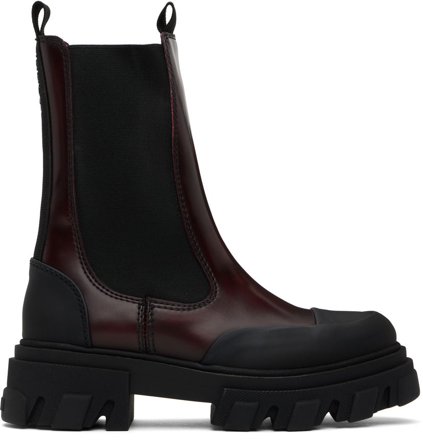 Oblečenie GANNI GANNI Cleated Mid Chelsea Boots Vínová | S2897